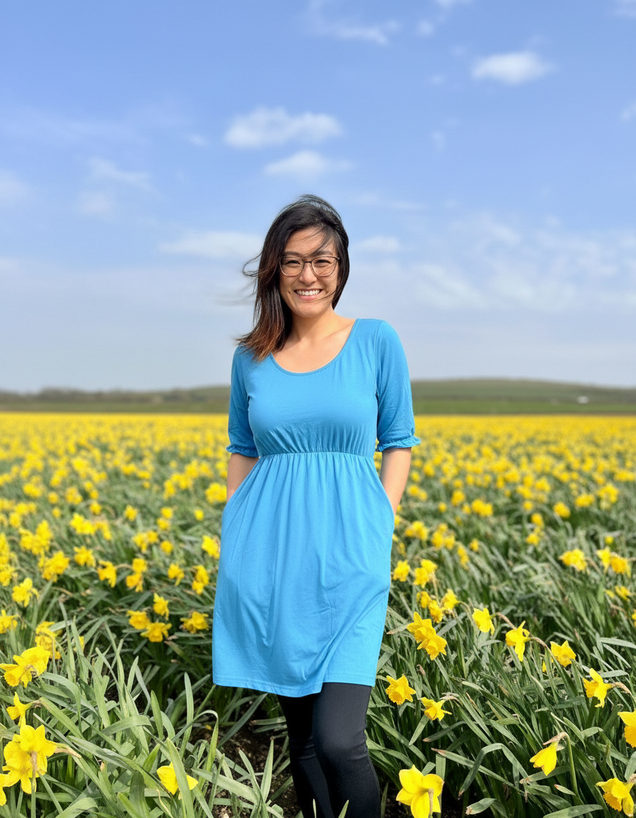 Petite Blue Dress – Flattering Waist Fit with Pockets | Everyday Classic
