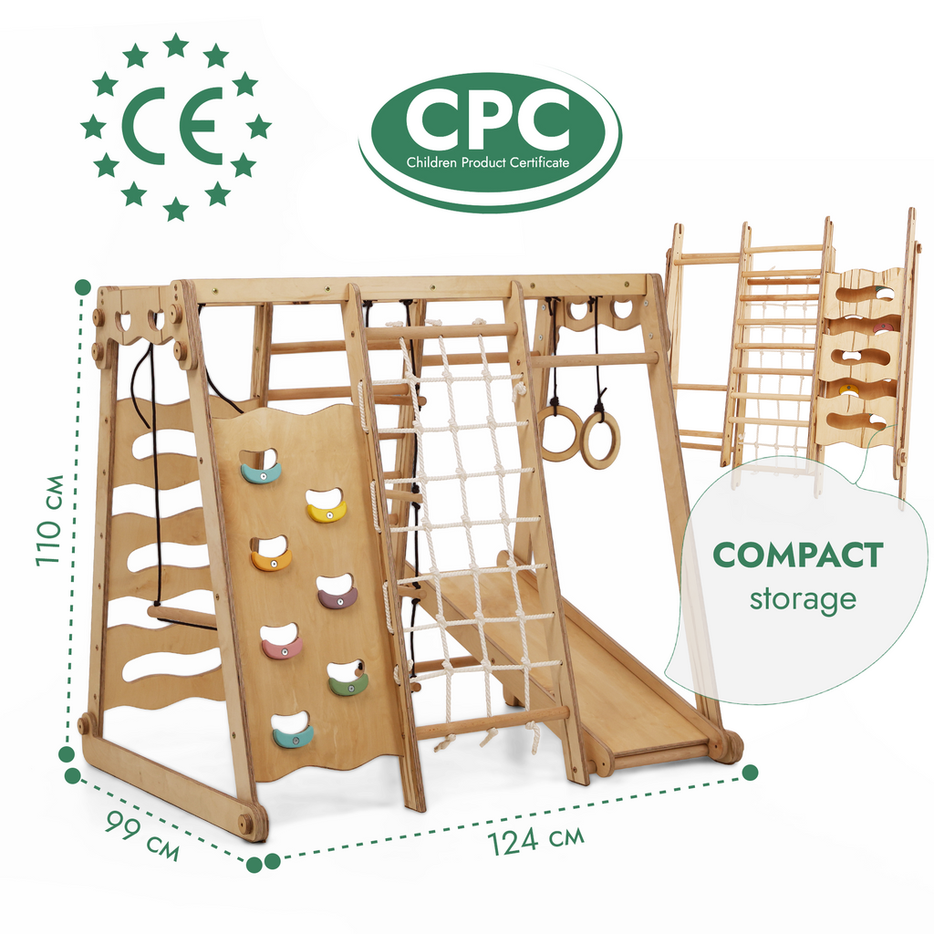 6in1 Indoor Playground for Toddlers - Playground + Swings Set + Slide Board + Rope + Stairs
