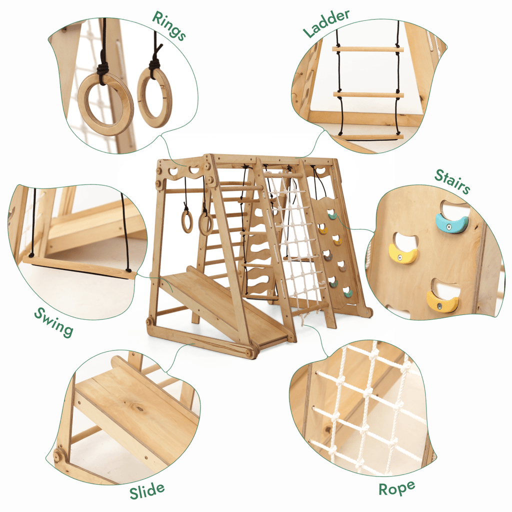 6in1 Indoor Playground for Toddlers - Playground + Swings Set + Slide Board + Rope + Stairs