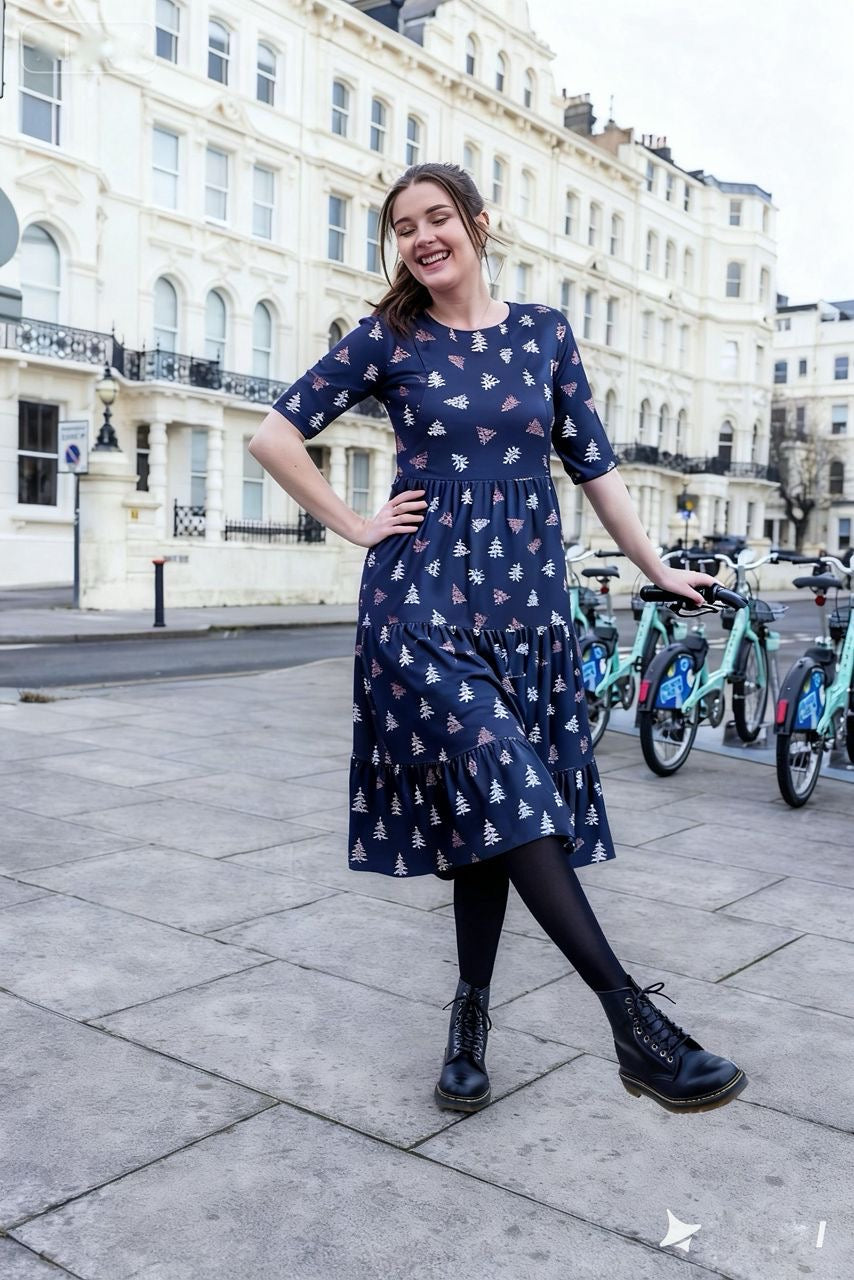 Brown Leopard Breastfeeding Midi Dress | Nursing Dress | MilkyMoon
