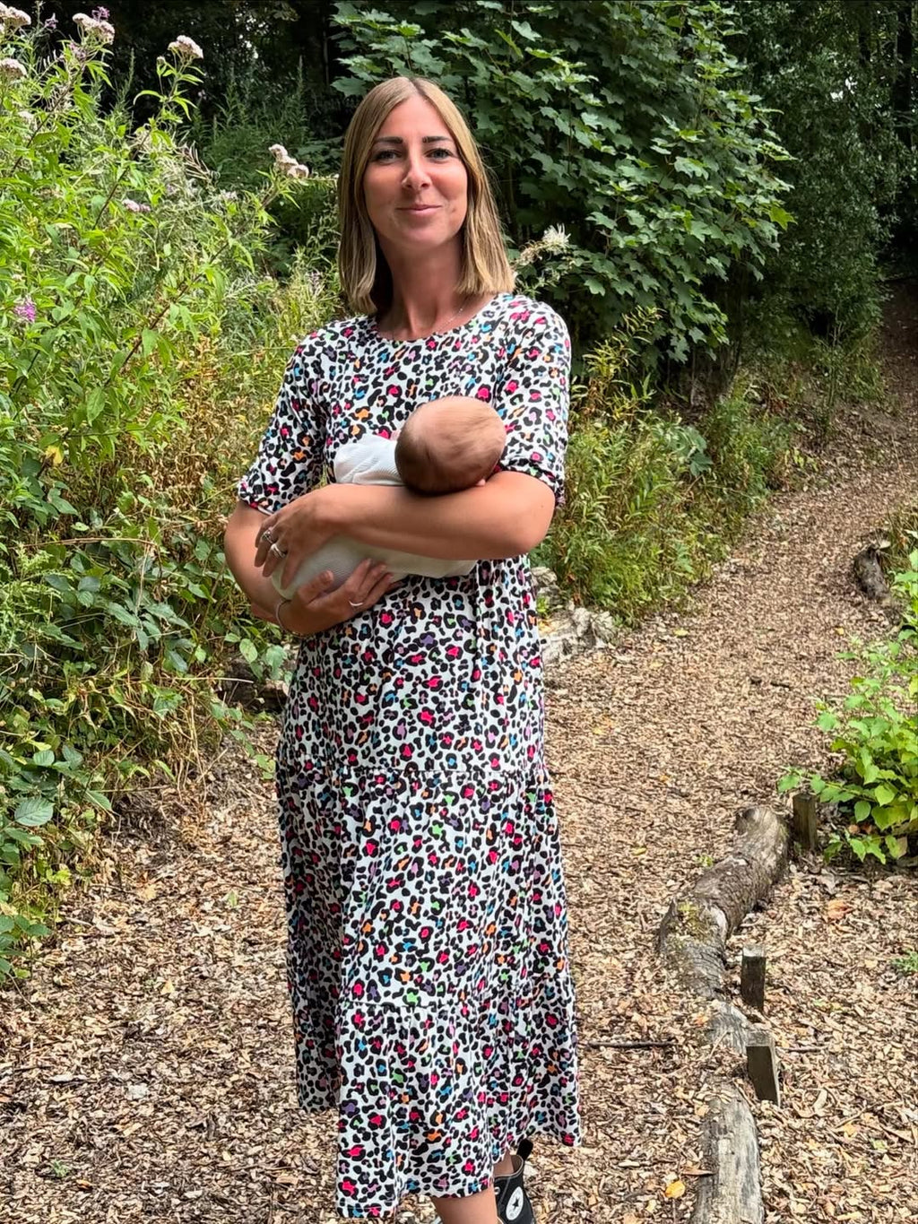 Rainbow Leopard Midi Breastfeeding Dress | Nursing Dress | MilkyMoon