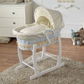 Cream Dimple White Wicker Baby Moses Basket With Stand