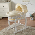 Cream Waffle White Wicker Baby Moses Basket With Stand