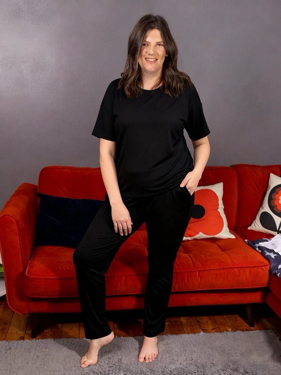 Black Cotton Breastfeeding Pyjamas | Nursing Loungewear Set | MilkyMoon