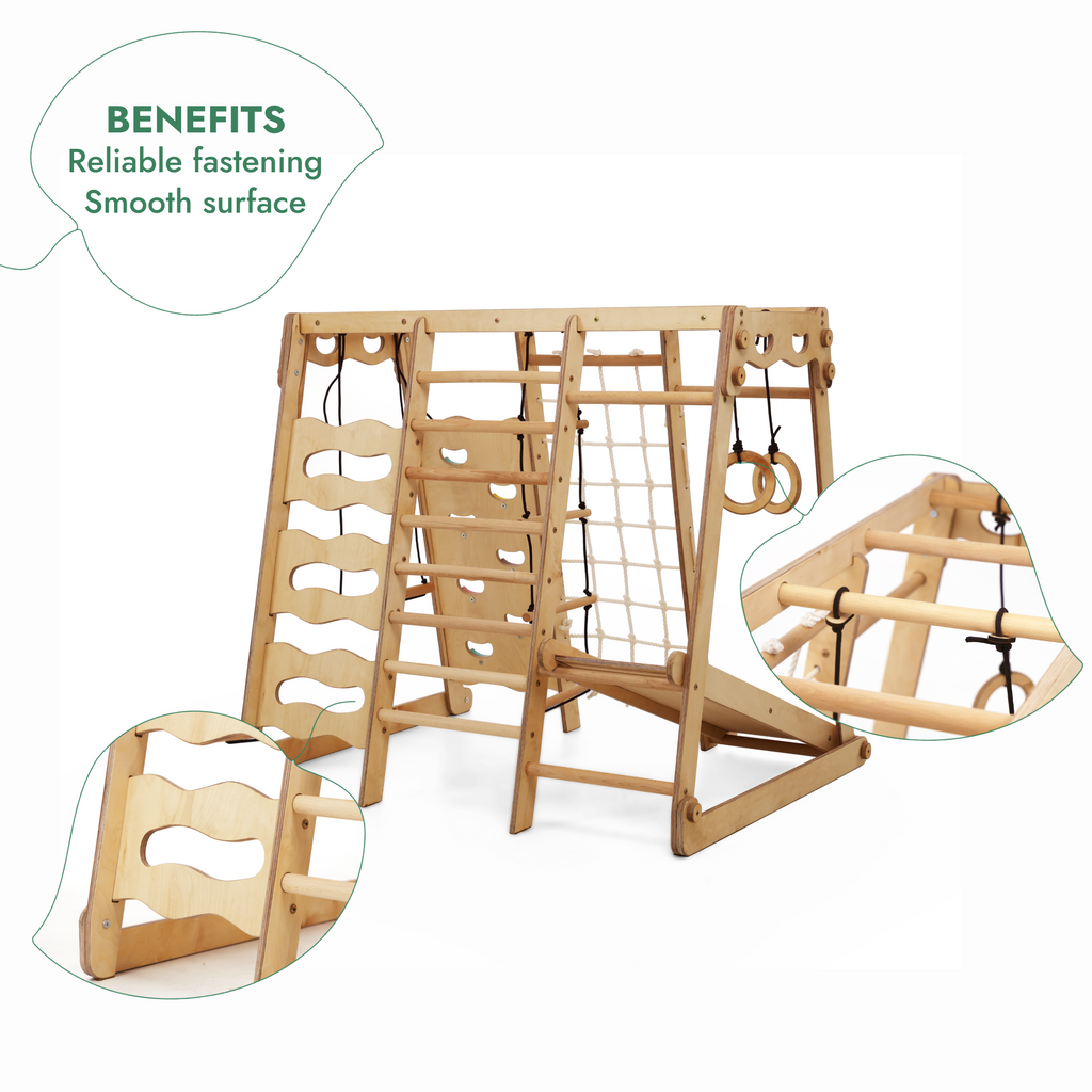 6in1 Indoor Playground for Toddlers - Playground + Swings Set + Slide Board + Rope + Stairs