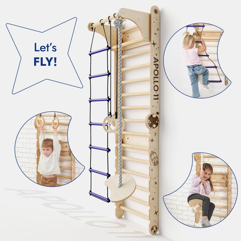 6in1 Swedish Ladder for Kids – Converts into Pikler Triangle + Slide + Swing