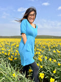 Petite Blue Dress – Flattering Waist Fit with Pockets | Everyday Classic