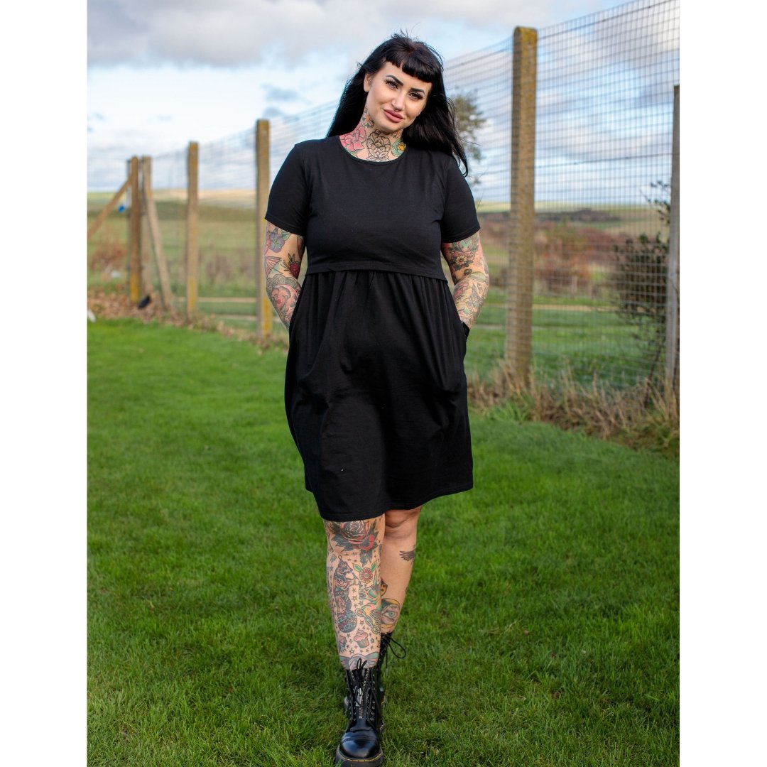 Black Breastfeeding Dress | Black Nursing Dress | Cotton Feeding Dress