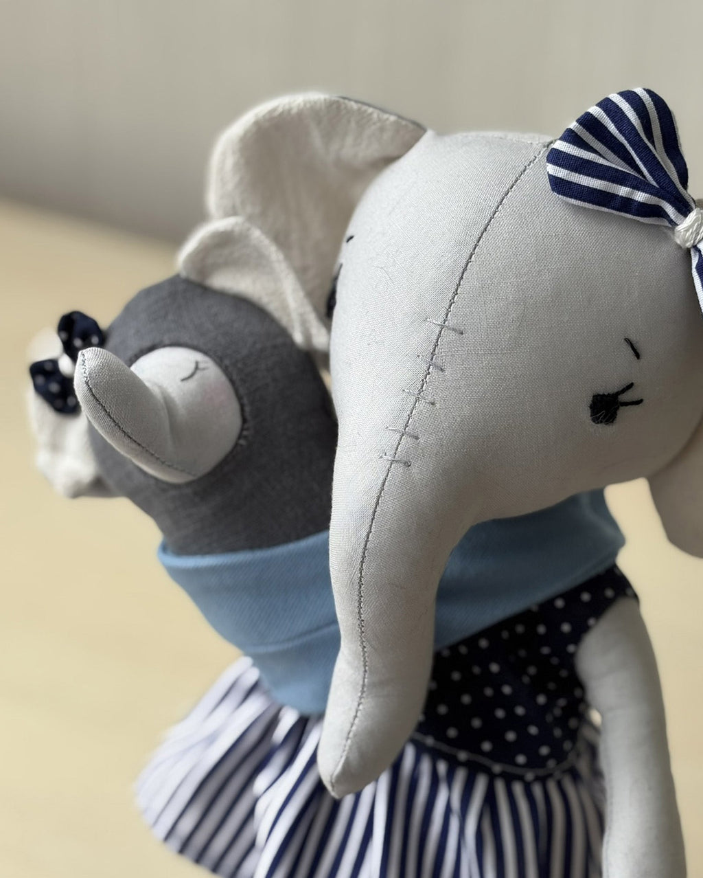 Mom and baby elephant doll