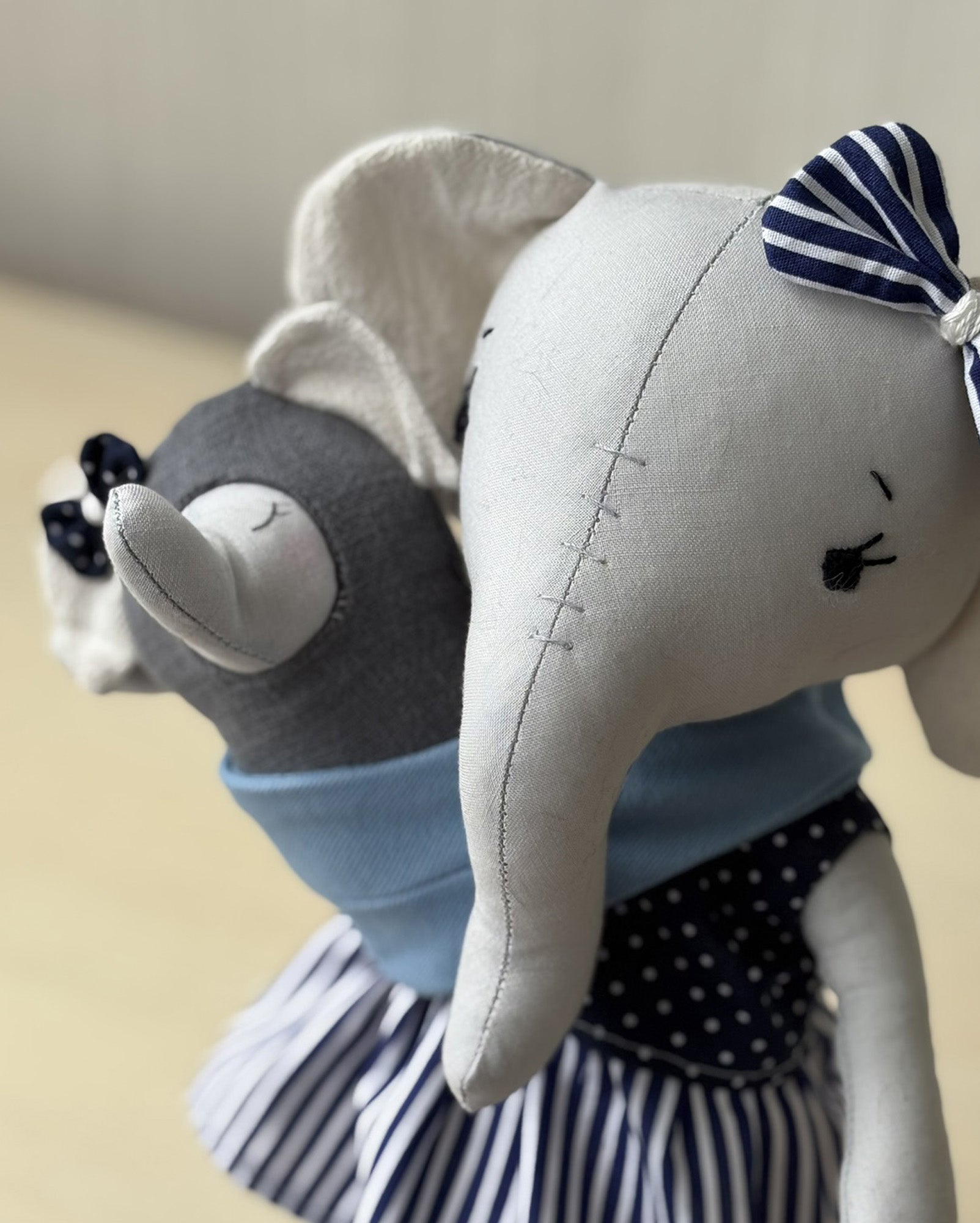 Mom and baby elephant doll