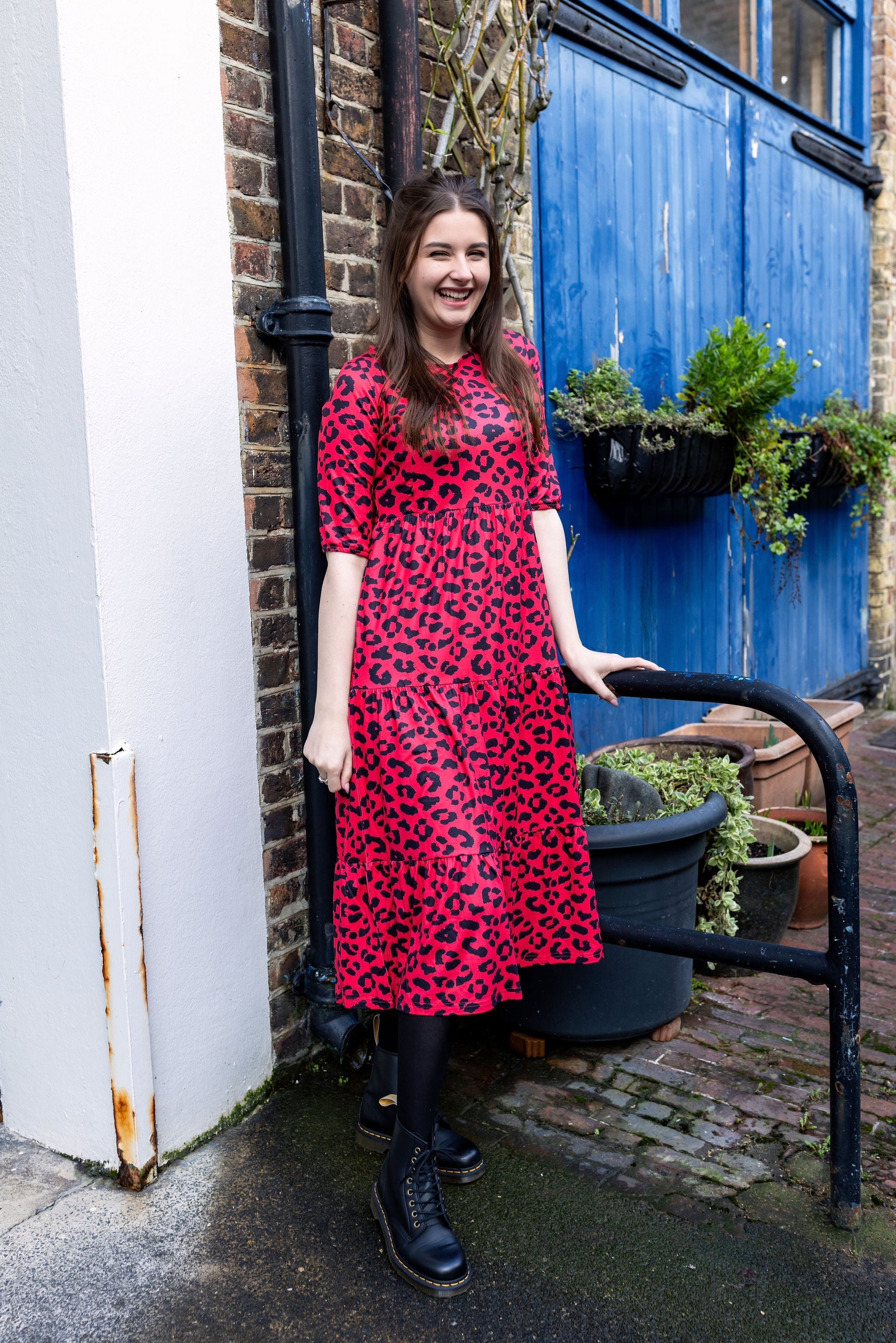Red Leopard Midi Breastfeeding Dress | MilkyMoon