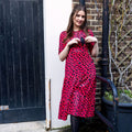 Red Leopard Midi Breastfeeding Dress | MilkyMoon