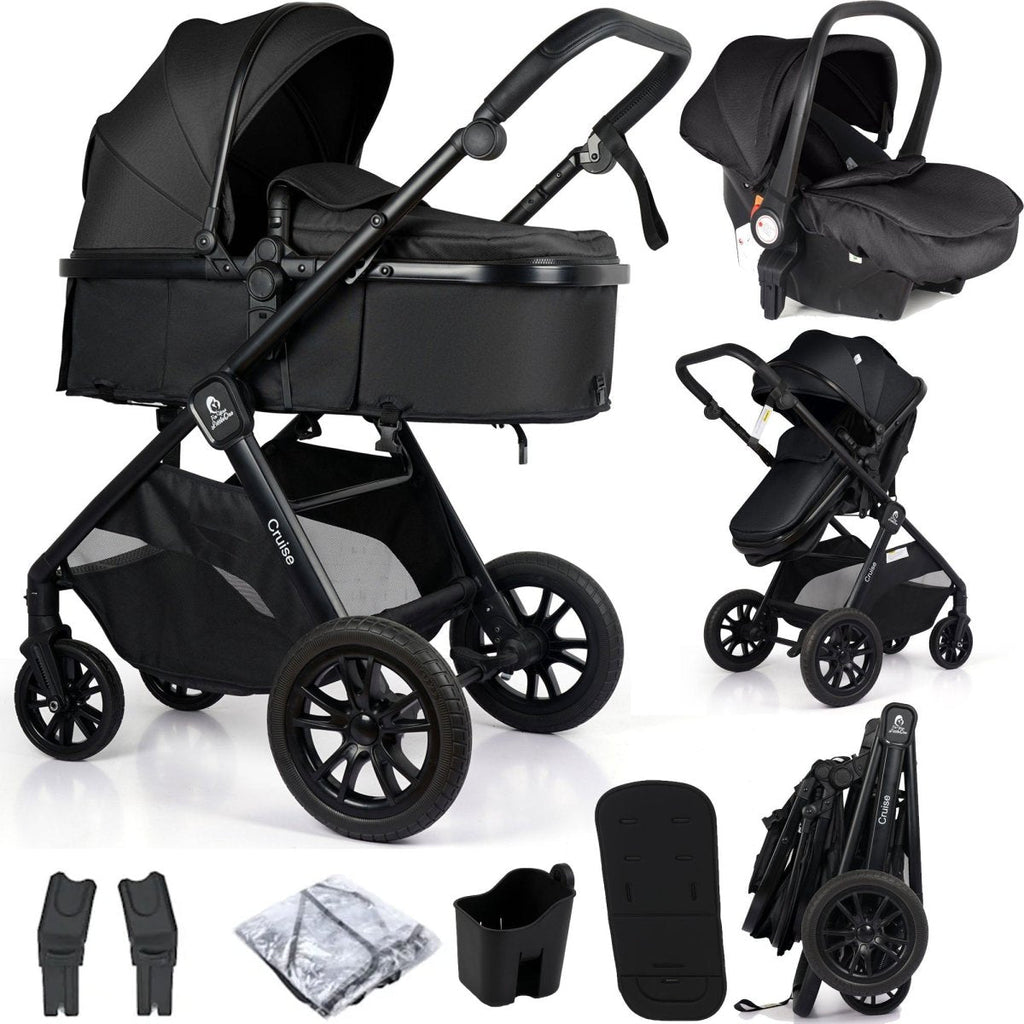 For Your Little One Cruise 3 In 1 Travel System With Car Seat - Eclipse Black (Free Cup / Seat Liner Included-  Grade A  (Clearance)