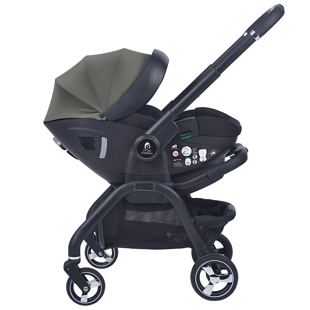 For Your Little One Qubi Infant Car Seat Stroller 7 Piece Bundle - Olive Grey