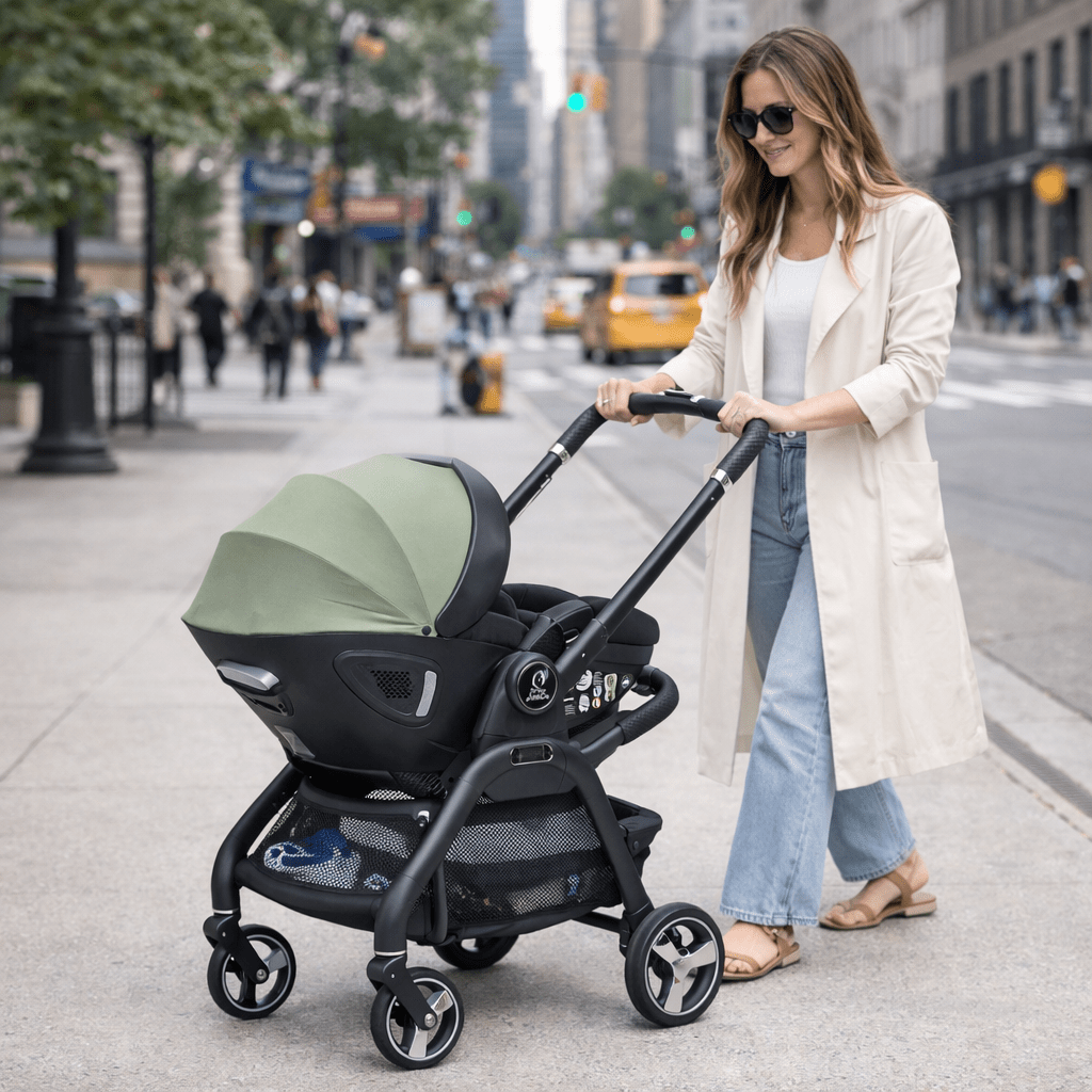 For Your Little One Qubi Infant Car Seat Stroller & Base - Sage Green