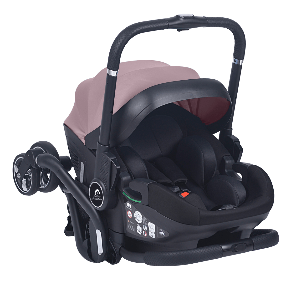 For Your Little One Qubi Infant Car Seat Stroller 7 Piece Bundle - Pastel Pink