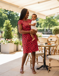 Red Leopard Print Knee Length Breastfeeding Dress | Nursing Dress | MilkyMoon