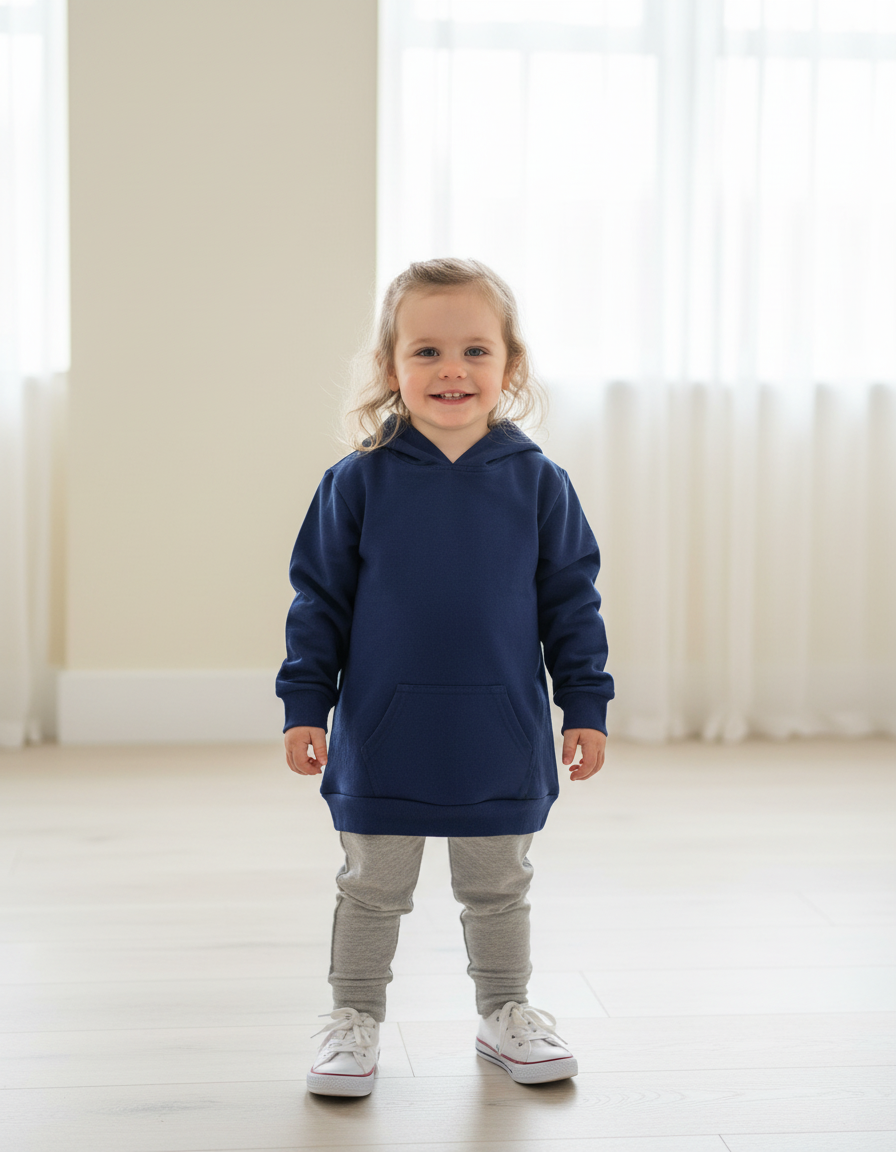 Stylish Kid Cotton Hoodie Dark Blue