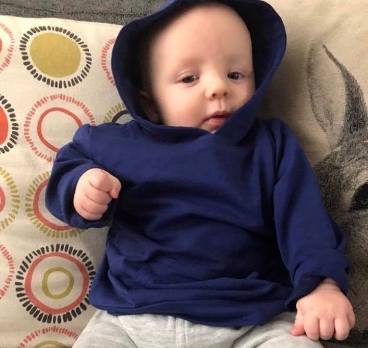 Stylish Kid Cotton Hoodie Dark Blue
