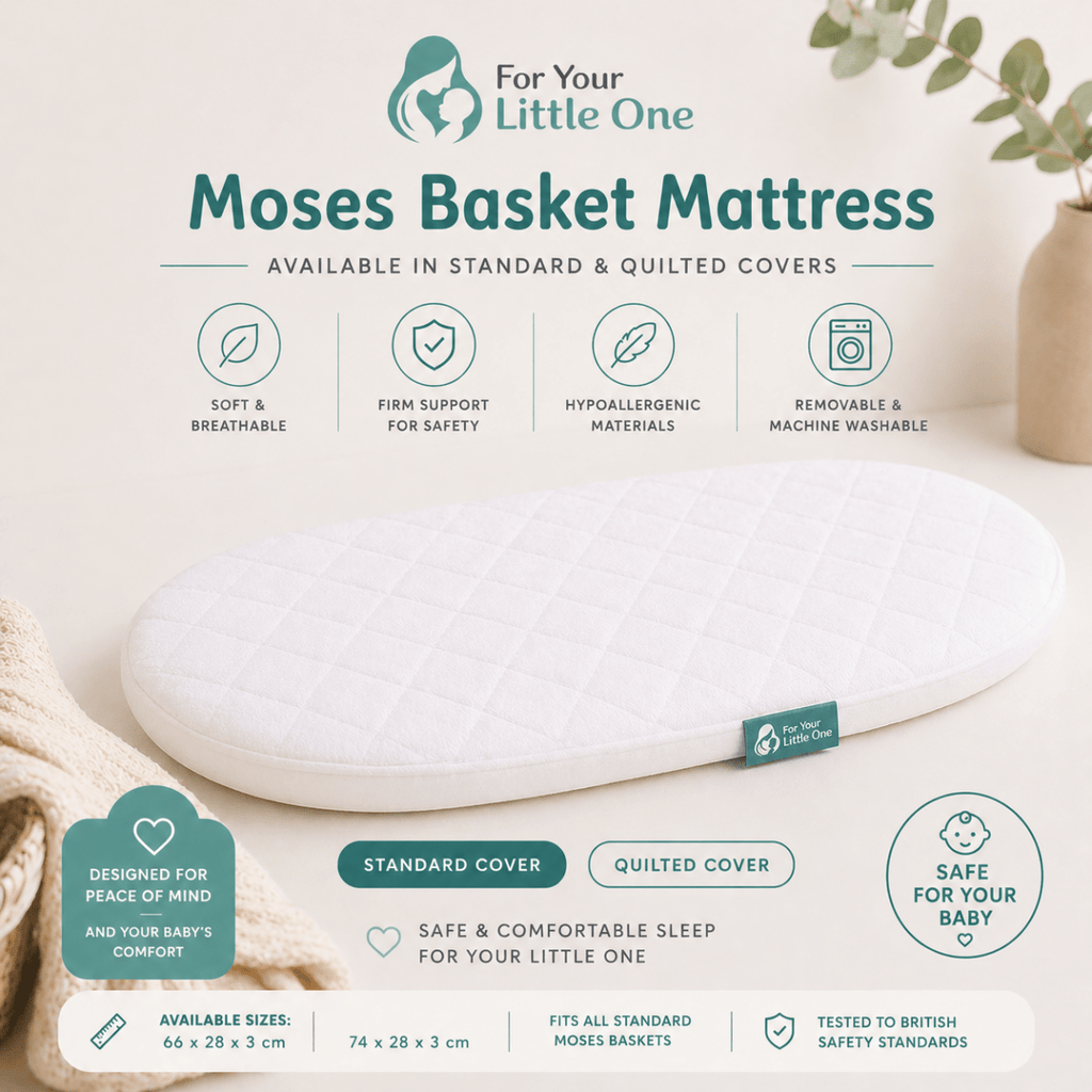 Quilted Moses Basket Mattress 74 x 28 x 3 cm