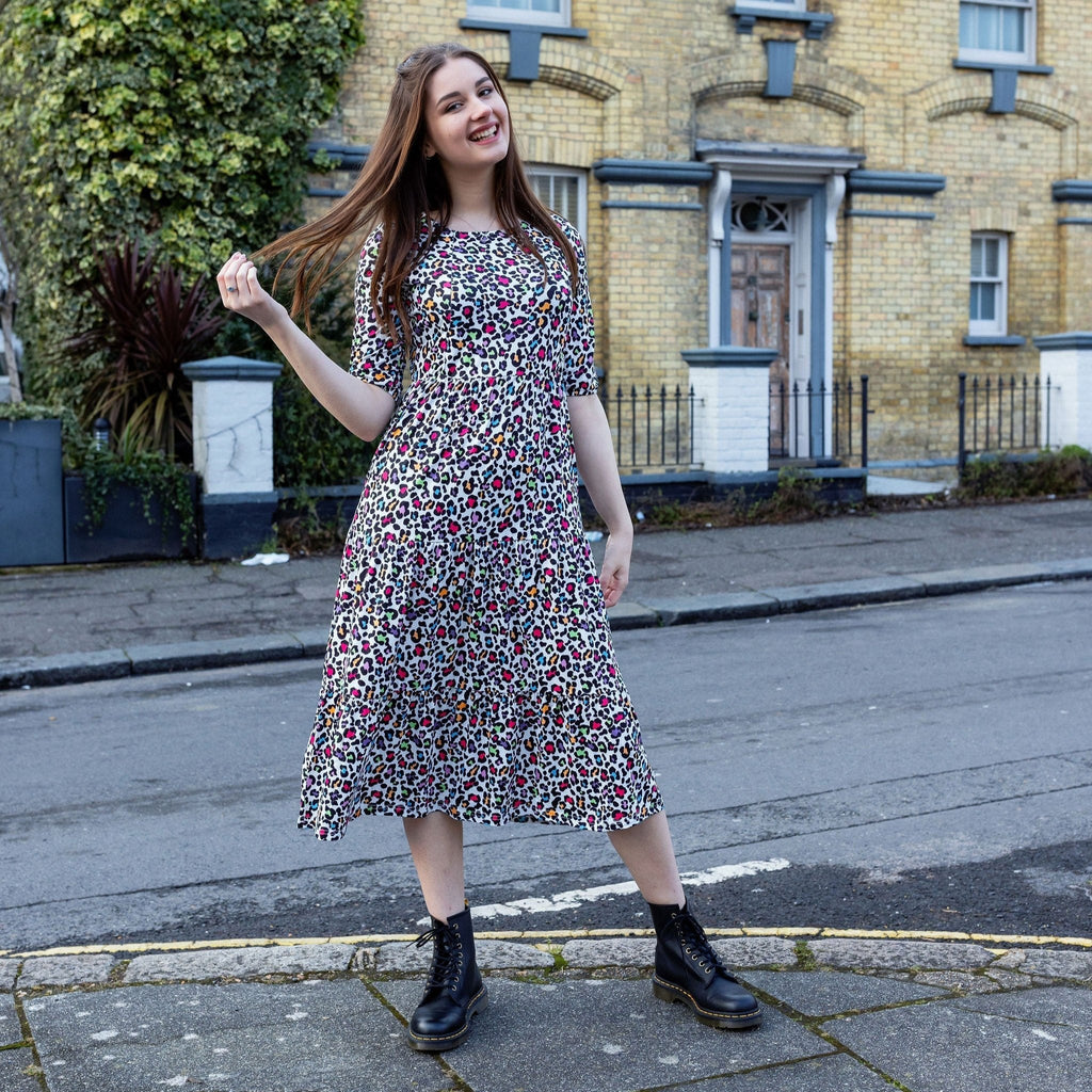 Rainbow Leopard Midi Breastfeeding Dress | Nursing Dress | MilkyMoon