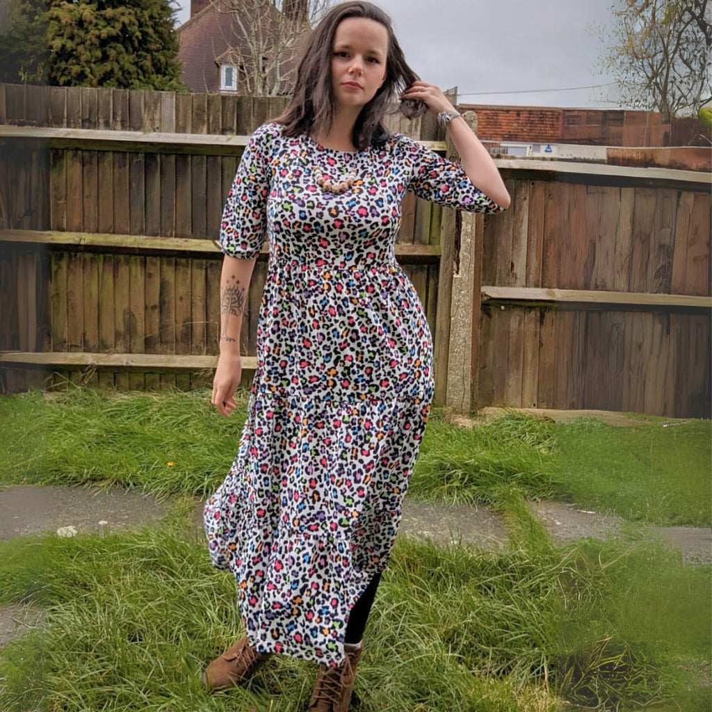 Rainbow Leopard Midi Breastfeeding Dress | Nursing Dress | MilkyMoon