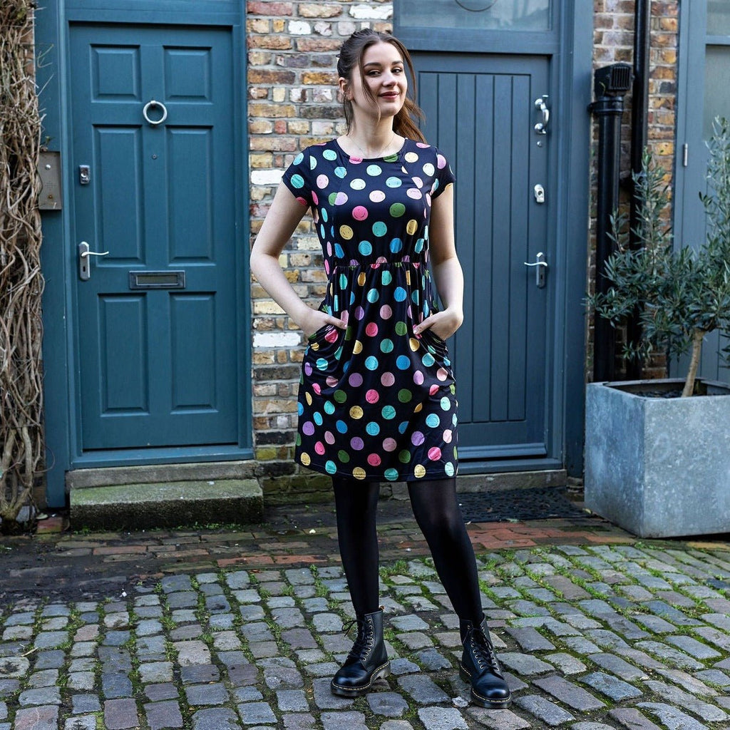 Shona Spot Knee Length Breastfeeding Dress | MilkyMoon